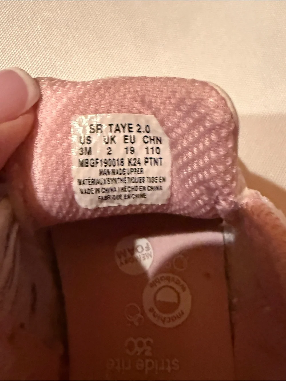 Stride Rite White and Pink Infant Velcro Sneakers